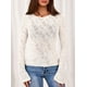 thumbnail image 2 of Blusa PRETTYGARDEN de Encaje Beige Transparente con Mangas Acampanadas Largas M, 2 of 8