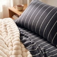 thumbnail image 3 of Mainstays 3-Piece 220 Thread Count Grey Stripe 100% Peached Cotton Dreamy Soft Bed Sheet Set, Twin/Twin XL, 3 of 7