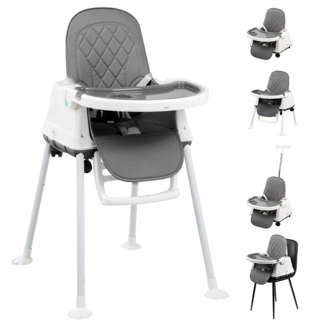 Silla Periquera Alta de Bebé 5 en 1 con Charola Ajustable para Comer gris Grande