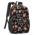 thumbnail image 2 of Football and Flame Black Pattern 17" Waterproof Oxford School Backpacks for Teens, S-Shape Padded Straps, for School, Travel, Hiking, Camping, 2 of 5