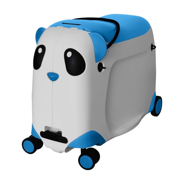 TUCCI Italy Kids Panda Ride-On Suitcase for Children, Hard Shell, Lightweight Carry-On With Wheels - Blue