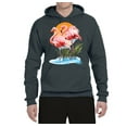 thumbnail image 2 of Wild Bobby, Flamingo Love Print, Animal Lover, Unisex Graphic Hoodie Sweatshirt, Charcoal, Medium, 2 of 4