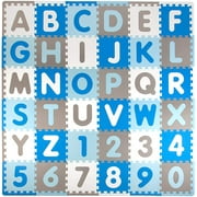 Tadpoles Soft EVA Foam 36 Piece ABC Playmat Set, Blue/Grey, 74x 74 (36 Sq Feet)