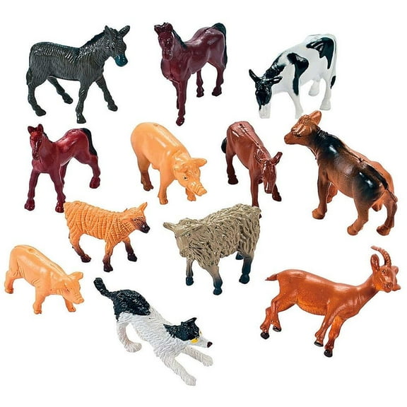 Set of 12 Resin Farm Animal Figurines
