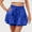 Blue, variant on Crunowin Womens Double Layer Ruffle Hem Shorts, Summer Solid Color Ruffle Tiered Skorts Mini Skirt Shorts Hot Pink L