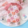 thumbnail image 4 of Weebloom Baby Girls One Piece Swimsuit Rash Guard Short Sleeve Sun Protection Flower Print Toddler Swimwear Cute Bathing Suit Swimsuits For Girls Pink 9-12 Months, 4 of 9