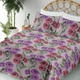 thumbnail image 3 of Ambesonne Poppy Fitted & Flat Sheet with Sham 3 Pcs Set, Vertical Floral Pattern Print, Twin, Violet Pale Sage Green, 3 of 5