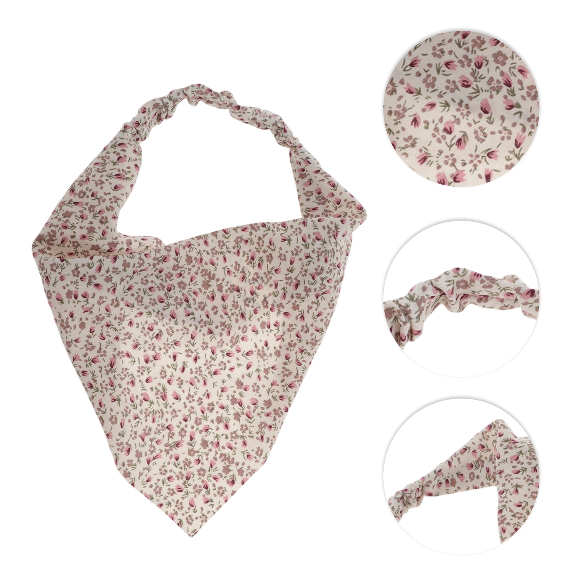 Unique Bargains 1pc Stylish Ditsy Floral Headwrap 9.25''x8.86'' Beige