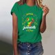 thumbnail image 2 of Tops de Manga Corta para las Mujeres de Ajuste Suelto, Día de la Independencia Negro Impreso, Cuello Redondo Suelto Superior, 2 of 4