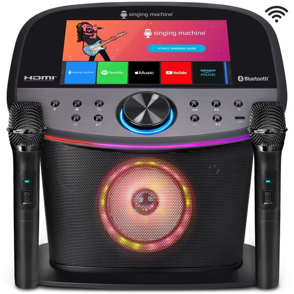 Singing Machine ISM9011 Platinum WiFi Karaoke System w/10" Touchscreen Display & 2 Wireless Microphones