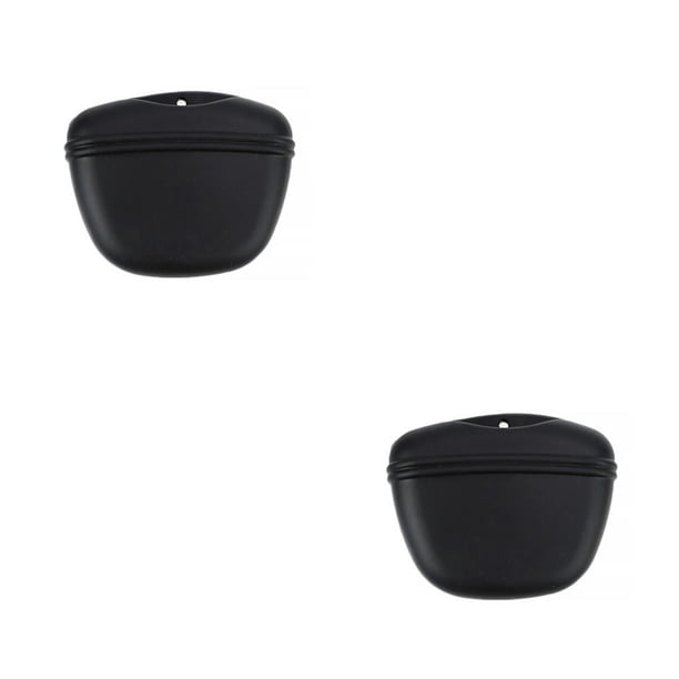 Greeniant Bolsa de cintura elástica para entrenamiento de mascotas, bolsa de almacenamiento portátil de gran capacidad para alimentación, Negro 2Conjunto