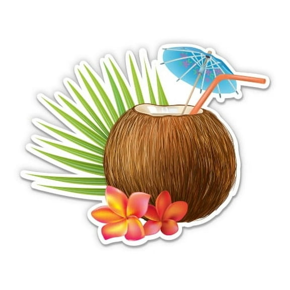 Tropical Drink Pina Colada Hawaii - 3" Vinyl Sticker - For Car Laptop Water Bottle Phone - Waterproof Decal