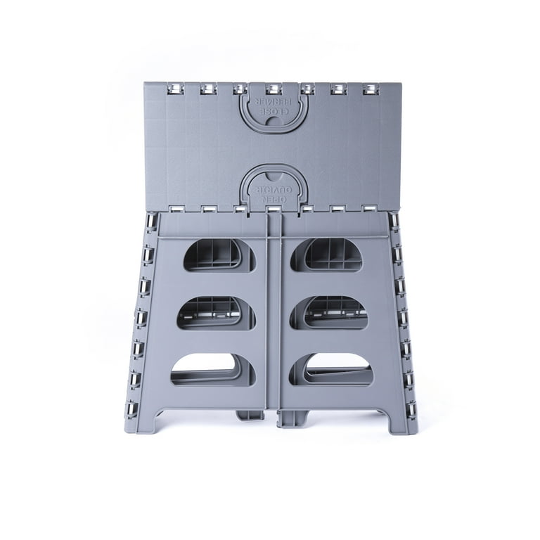 Range Kleen 2 Step Folding Plastic Stepping Stool for Indoor Home Use Gray