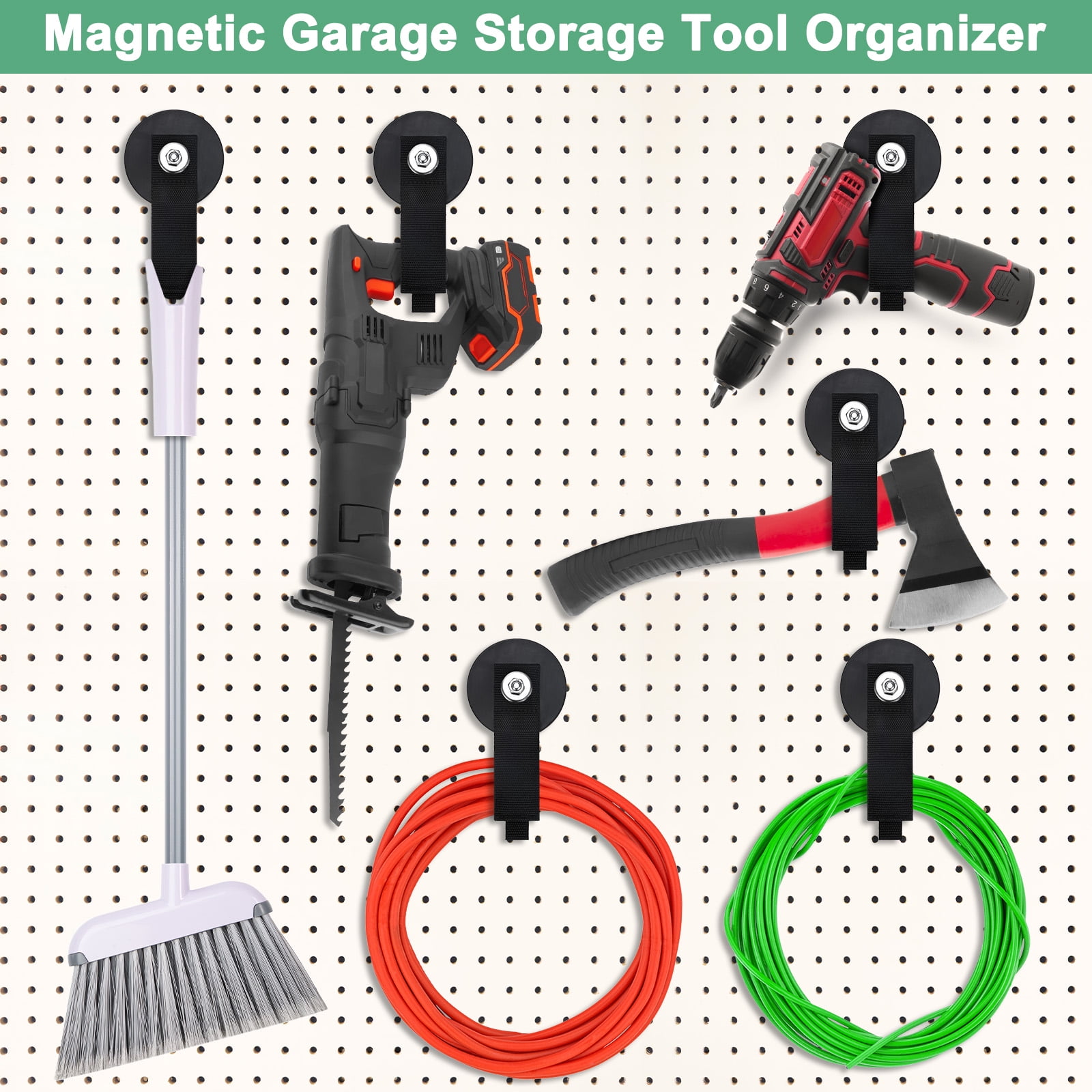 Uxcell 2-Pack Magnetic Rope Holder, 1.7"Dia Garage Workshop Rope Accessories, Extension Cord Holder