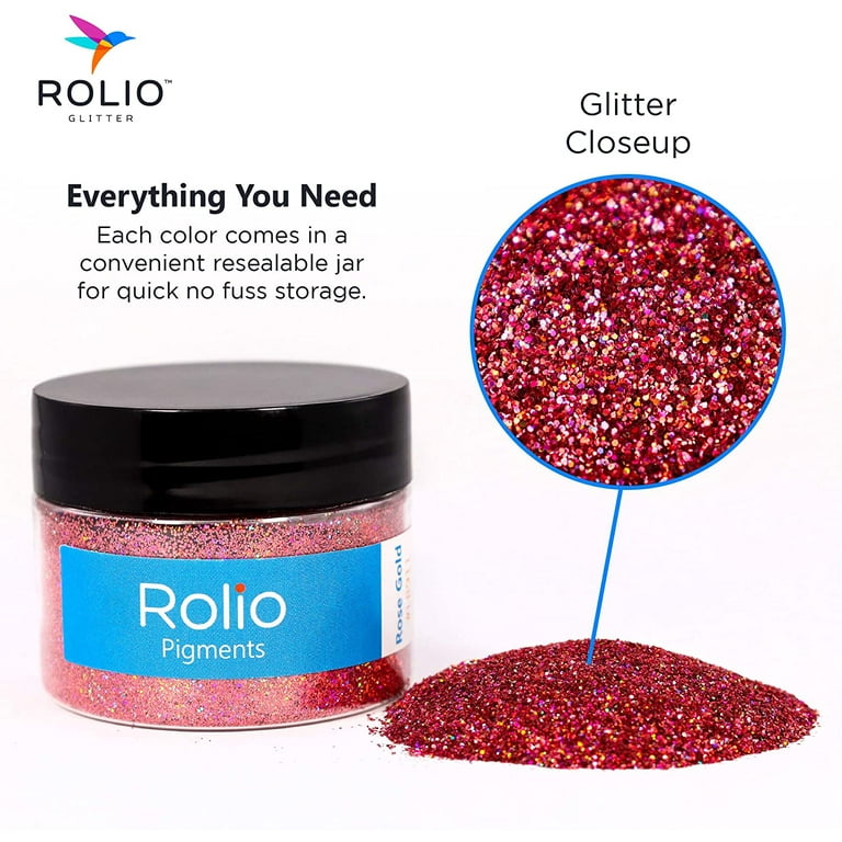 Rolio Holographic Craft Glitter - Pure Glitter - Cosmetic Grade Glitter for  Resin, Makeup, Face & Body Art, Craft Supplies, Nail Decoration - One Jar -  28 Grams - Rose Gold 