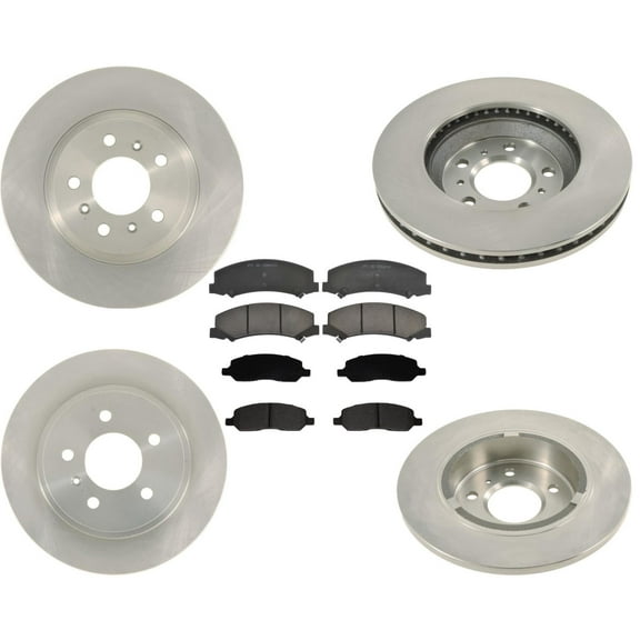 Ft & Rr 5 Stud Brake Disc Rotors Ceramic Pads For 06-11 3.8L 3.9L Buick Lucerne