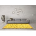 thumbnail image 3 of Ahgly Company Machine Washable Indoor Square Abstract Yellow Contemporary Area Rugs, 8' Square, 3 of 4