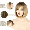 thumbnail image 3 of Peluca rubia Bob con flequillo pelucas cortas para mujeres pelucas rectas de fibra sintética Natural resistente al calor como cabello Real 14 pulgadas, 3 of 5