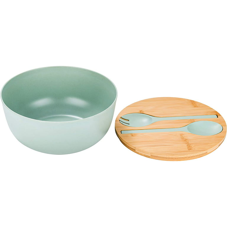 Salad Bowl with Lid, Large Salad Bowl with Tongs, Bamboo Fiber Salad  Serving Bowl with Utensils, Solid Mixing Bowl for Fruits, Vegetables and  Past 
