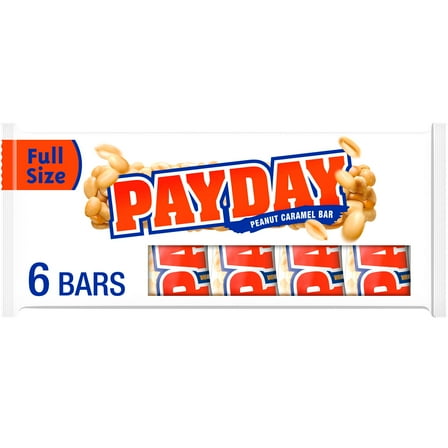 Payday Peanut Caramel Candy, Bars 1.85 oz, 6 Count