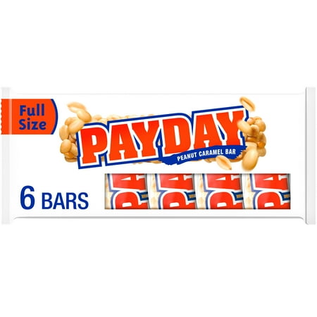 Payday Peanut Caramel Candy, Bars 1.85 oz, 6 Count