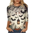 thumbnail image 2 of JTZGDY Plus Size Halloween Tops for Women Lightweight Casual Fall 3/4 Length Sleeve Cute Ghost Pumpkin Pattern Printed Crew Neck Basic Tunic Blouse Loose Fit Trendy Holiday Graphic Tees Shirt, 2 of 6