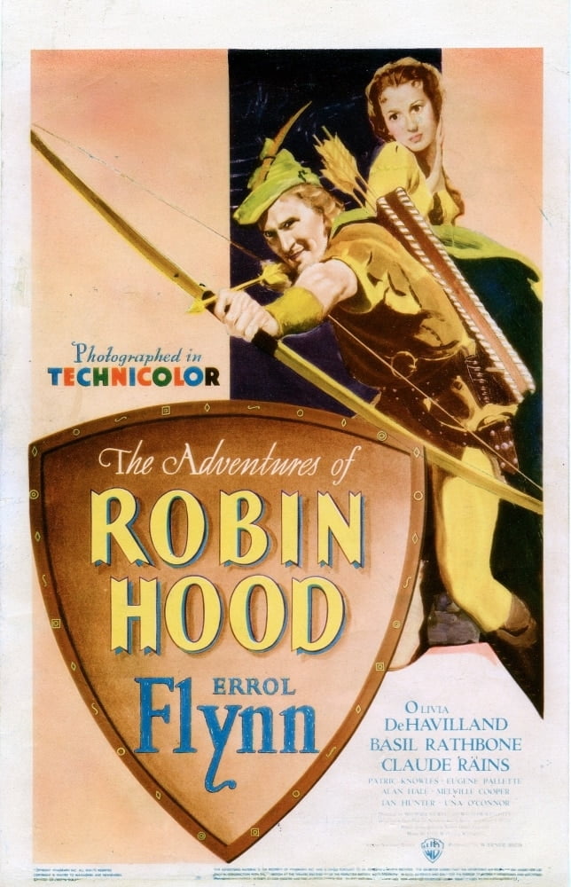 The Adventures Of Robin Hood Poster From Left Errol Flynn Olivia De Havilland 1938 Movie Poster