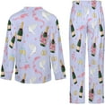 thumbnail image 5 of Top-kevin Women Long Sleeve Pajama Set Comfy Pjs Sets Champagne Bottles Glasses Stars 2 Piece Lounge Set, 5 of 12
