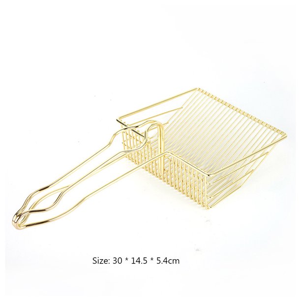 Pala para arena para caca de gato, cucharas de limpieza para inodoro de gato, cuchara de Metal (dorado) Likrtyny Para estrenar