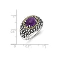 thumbnail image 3 of Solid 925 Sterling Silver 14k Yellow Gold Vintage Antiqued Amethyst Purple February Gemstone Engagement Ring Size 8.5, 3 of 4