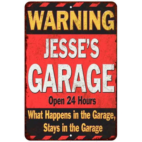 JESSE'S Garage Warning Man Cave Wall Decor 16 x 24 Matte Finish Metal 116240030092