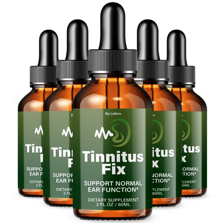(5 Pack) Tinnitus Fix Ear Health Support Drops Natural Formula Healthy Hearing Supplement TinnitusFix (10oz)