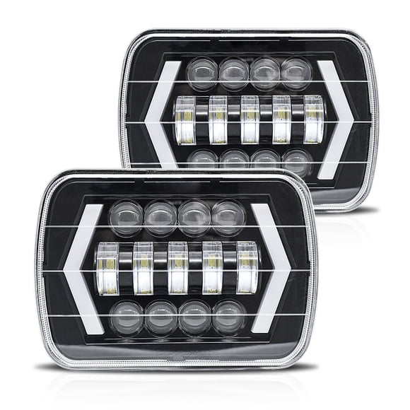 Luz de automoción 2 faros delanteros LED de 7 pulgadas, 7 x 6, 5 x 7 pulgadas, faros LED cuadrados con haz alto/bajo, flecha, ojos de ángel, luz de señal de giro DRL, repuesto para Jeep Wrangler YJ Ch