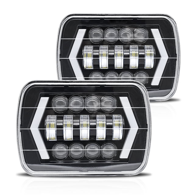 Luz de automoción 2 faros delanteros LED de 7 pulgadas, 7 x 6, 5 x 7 pulgadas, faros LED cuadrados con haz alto/bajo, flecha, ojos de ángel, luz de señal de giro DRL, repuesto para Jeep Wrangler YJ Ch