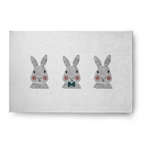 Simply Daisy 4' x 6' Ocean Abyss Green Bunny Triplets Easter Chenille Indoor/Outdoor Rug