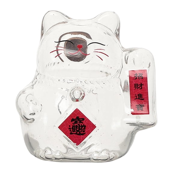Money Bank Luck Cat Piggy Bank Jar Glass Construction Decorative Storage for Children Tabletop Shelf