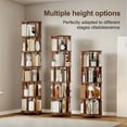 thumbnail image 4 of Solid Wood 4-Tier Revolving Bookshelf on Wheels, 360 Spin, Walnut, 4 of 17