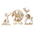 thumbnail image 2 of Juego de 3 estatuas de ciervos con caracteres chinos para decoración de mesa, estatuas de animales coleccionables para escritorio, regalo de boda Personaje de Fu blanco, 2 of 7