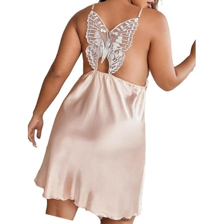 

Sexy Cami Strap Slip Dress Sleeveless Baby Pink Plus Size Nightgowns & Sleepshirts (Women s)