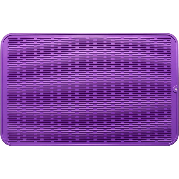 MicoYang Tapete de silicona para secar platos para uso múltiple, fácil de limpiar, ecológico, tapete de silicona resistente al calor para encimera o fregadero de cocina, refrigerador o revestimiento d