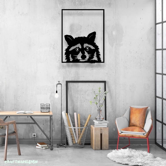 Craftnamesign Raccoon Metal Wall Art with LED Light, Raccoon Animal Sign, Raccoon Decor