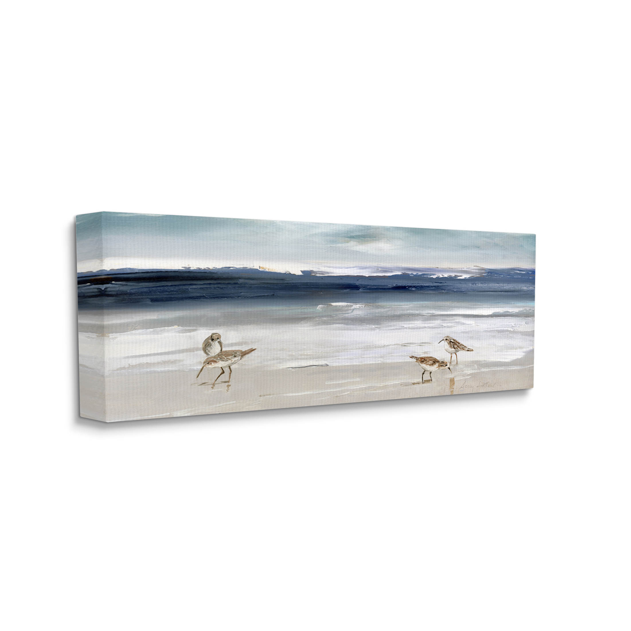 Stupell Industries Sandpipers Grazing Sea Shore Painting Gallery Wrapped Canvas Print Wall Art, Design by Sally Swatland