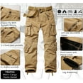 thumbnail image 5 of TRGPSG Men's Fleece Lined Hiking Pants Outdoor Cargo Pants Casual Work Ski Pants with 8 Pockets(No Belt),Khaki 34x32, 5 of 5