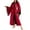 Red, variant on Womens Robe Solid Color Open Front Long Sleeve Lace Panelled Velvet Plus Size Casual Robe for Home Lounging