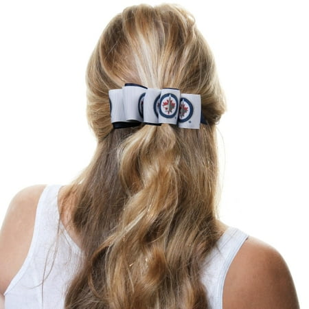 Winnipeg Jets Mary Loop Bow - Navy Blue/White - No Size