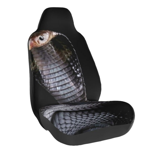 Wukai Black Cobra Snake Full Set Car Seat Covers with Soft Padding Universal Auto Front Seats Protector and Cushion Mat
