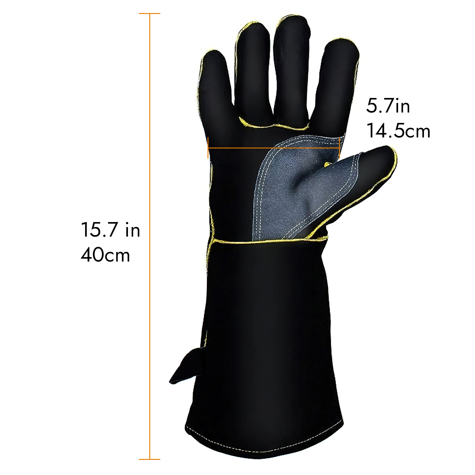 Bevtee 16-Inch Leather Welding Gloves, Black, Large photo 4