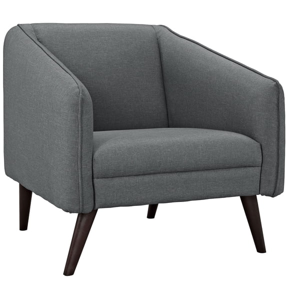 Maklaine Upholstered Fabric Armchair in Gray with Solid Rubberwood Legs