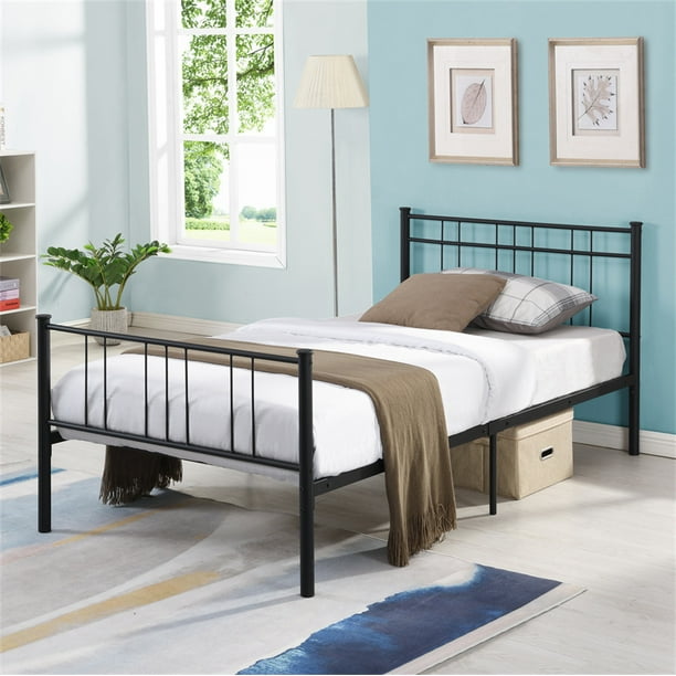 Skyland Platform Metal Bed Frame Modern Single With Headboard For Bedroom Small Spaces Com Skyland Platform Metal Bed Frame, Single Bed Frame For Small Room