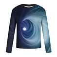 thumbnail image 5 of Blusas y camisas de manga larga con cuello redondo para hombre, blusa informal de manga larga con cuello redondo y estampado de rayas, blusa de poliéster para hombre, 5 of 5